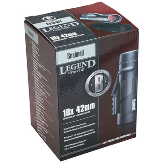 Bushnell 10x42 Legend Ultra HD Black Monocular ED Glass, UWB, RGHD