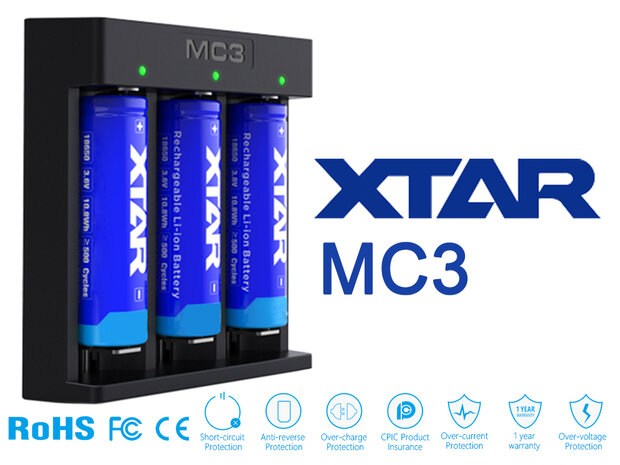 XTAR MC3 batterijlader 18650